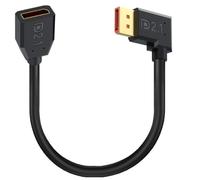 HUHANGGod Cable alargador DisplayPort, ángulo de 90 grados, DP macho a hembra, cable Ultra HD, cable de extensión de puerto de pantalla 2.1, compatible con 16 K a 60 Hz, 8 K a 60 Hz, 15 cm (izquierda)