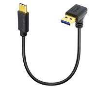HUHANGGod Cable de carga corto USB chapado en oro tipo C 5gbps, ángulo superior de 90 grados USB C a USB 3.0 carga rápida y cable de adaptación del convertidor de sincronización de datos 25cm