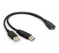 HUHANGGod Cable USB 3.0, cable de alimentación dual, adaptador tipo A, cable macho a hembra, código de extensión de 30 cm