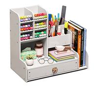 Huhemy Organizador Escritorio de tablero de plástico de madera,Organizadores de escritorio DIY Organizadores Escritorio grande capacité con cajón,Para el hogar,la oficina y la escuela. (PB17-1)