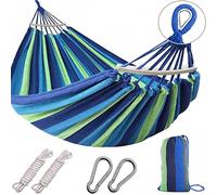 HUHJYUGE Hamaca Colgante Doble, Hamaca Jardin Colgante, Hamaca Colgante Camping, con Bolsa de Almacenamiento, Correas de Fijación y Mosquetones, para Senderismo Al Aire Libre (B 260x150cm)