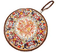 HUHJYUGE Mantel Individual Antideslizante, Salvamanteles Redondo de Cerámica con Base de Corcho, Alfombrilla Retro Resistente al Calor para Ollas, Cuencos, Platos (C Set of 4)