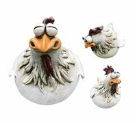 Huhn Sitzt Auf Dem Zaun, Keramik Huhn Gartenstecker, Lustiger Zaunhocker Gartendeko, Wetterfeste Huhn Ornamente für Garten, Terrasse, Balkon, Hof