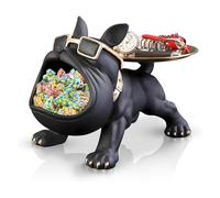 Huhote Bandeja de Resina de Bulldog francés, Plato de Caramelos de Bulldog para Llaves, Accesorios de Regalo de Bulldog francés, estatuas para Escritorio de Oficina, decoración del hogar, decoración