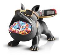 Huhote Estatua de bandeja de bulldog francés de resina, plato de caramelos de bulldog para llaves, escultura de almacenamiento para escritorio de oficina, decoración del hogar, figuras de decoración