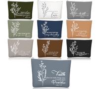 Huhumy 10 bolsas de cosméticos religiosas con versículo bíblico inspirador, bolsas de maquillaje a granel con cremallera para mujeres, niñas, madre, hermana, recuerdos de la iglesia (color neutro)