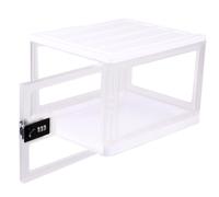 HuhWafee Cajas con cerradura, caja de plástico transparente apilable, caja de almacenamiento plegable con cerradura, para el casillero de la oficina/escuela/medicina/aperitivos/prisión telefónica/casa