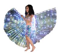 HuhWafee IsIs - Alas LED de 360° para varillas telescópicas de 20 a 100 cm, 2 modos de control de la luz LED, alas de mariposa, para Carnaval, escena, danza del vientre,Halloween, fiesta de Navidad