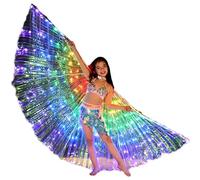 HuhWafee IsIs - Alas LED de 360° para varillas telescópicas de 20 a 100 cm, 2 modos de control de la luz LED, alas de mariposa, para Carnaval, escena, danza del vientre,Halloween, fiesta de Navidad