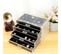 HuhWafee Rock Vitrine - Caja de almacenamiento de colección Rock Collection, material PS, vitrina transparente para piedras preciosas, cristales fósiles, coleccionables, joyero, organizador de cristal