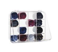 HUHYNN Organizador de corbatas, caja organizadora de corbatas transparente, estante de exhibición de corbata de acrílico para almacenamiento de 16 corbatas, organizador de corbata para hombres
