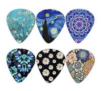 HUIACONG Juego de 6 púas de guitarra de 0,96 mm de grosor, púas de guitarra Van Gogh para mujeres y niñas regalo (bohemia Mandala Daisy Lotus)
