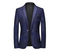 HUIANGLIYG Americana Ajustada para Hombre, Chaqueta de Solapa de Un Solo Botón, Chaqueta Formal con Estampado Patrón Geométrico, con Bolsillos Funcionales para Fiestas, Bodas y Ropa Casual de Neg
