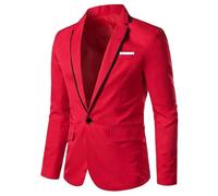 HUIANGLIYG Americana de Esmoquin Ajustada para Hombre, Solapa de Solapa, Chaqueta Formal de Un Solo Botón, Abrigo Deportivo Smart Casual Ligero con Múltiples Bolsillos para Baile de Novio y Cena