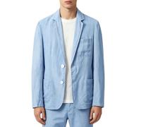 HUIANGLIYG Americana de Hombre 100% Lino Chaqueta Casual Ligera de Dos Botones Blazer Inteligente de Verano Sin Forro Transpirable con Bolsillos para Oficina Bodas en La Playa Uso Diario Azul XS
