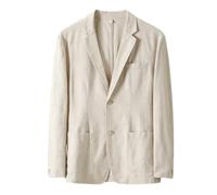 HUIANGLIYG Americana de Hombre 100% Lino Chaqueta de Solapa con Muescas de 2 Botones, Abrigo Deportivo Casual de Verano Ligero y Transpirable con Bolsillos para Viajes de Negocios, Cortejo de Boda R
