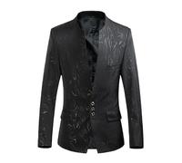 HUIANGLIYG Americana de Hombre con Cuello Mandarín Slim Fit Estampada Chaqueta Formal de Traje Formal de Un Solo Cruzamento con Bolsillos para Invitados A La Boda, Fiesta de Graduación Vestida de