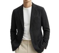HUIANGLIYG Americana de Lino de Hombre, Solapa Muesca Sin Forro, Chaqueta Casual de Traje de Dos Botones, Abrigo Deportivo Ligero y Transpirable de Verano para Oficina de Bodas, Fines de Semana de V