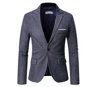 HUIANGLIYG Americana de Pana de Hombre, Chaqueta Deportiva Casual, Un Solo Botón, Corte Ajustado, Solapa con Solapa, Chaqueta con Bolsillos, Abrigo Formal Retro Elegante para Fiesta de Negocios, CE