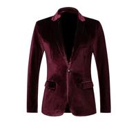 HUIANGLIYG Americana de Terciopelo Ajustada para Hombre, Chaqueta Formal de Esmoquin de Un Botón con Bolsillos Funcionales, Elegante Abrigo de Traje para Boda, Banquete de Navidad, Cena, Ropa de No