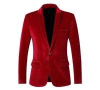 HUIANGLIYG Americana de Terciopelo Ajustada para Hombre, Chaqueta Formal de Esmoquin de Un Botón con Bolsillos Funcionales, Elegante Chaqueta de Traje para Boda, Banquete de Navidad, Cena, Vestido
