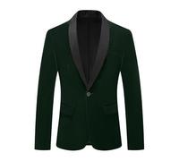 HUIANGLIYG Americana de Terciopelo de Hombre, Chaleco Chal Slim con Solapa, Chaqueta de Un Botón, Chaqueta Formal de Un Solo Botón con Bolsillos Funcionales para Invitados A La Boda, Novio Fiesta