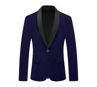 HUIANGLIYG Americana de Terciopelo de Hombre, Chaleco Chalizado Slim con Solapa, Chal, Chaqueta de Un Solo Botón, con Bolsillos Funcionales para Invitados A La Boda, Novio, Fiesta de Graduación, V
