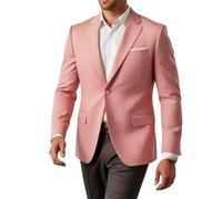 HUIANGLIYG Americana Ligera de Lino Mezclado para Hombre, Chaqueta Deportiva de Solapa Muescada de Un Solo Botón, Chaqueta de Traje de Negocios Ajustada con Bolsillos, para El Trabajo, Ropa Diaria