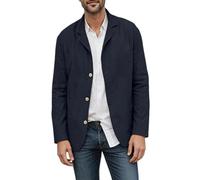 HUIANGLIYG Americana Tipo Lino de Hombre, Abrigo Deportivo Casual de Muesca con Solapa, Chaqueta de Verano Ligera y Transpirable, Camisa Holgada con Bolsillos y Bolsillos para El Uso Diario, Azul Ma