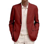 HUIANGLIYG Americana Tipo Lino de Hombre Chaqueta Ligera de Un Solo Botón Corte Normal con Solapa Muescada Chaqueta Deportiva Casual de Negocios con Bolsillos para Uso Diario