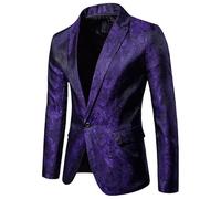 HUIANGLIYG Blazer de Cachemir de Lujo para Hombre, Corte Entallado, Un Botón, Solapa con Muesca, Chaqueta de Traje Formal con Bolsillos, Elegante Esmoquin para Fiesta, Boda, Graduación, Banquete,