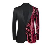HUIANGLIYG Blazer de Dos Tonos con Lentejuelas Brillantes de Hombre, Solapa de Solapa de Árbol de Purpurina, Chaqueta de Esmoquin de Un Botón, Abrigo Formal Slim para Fiesta Boda, Banquete de Noch