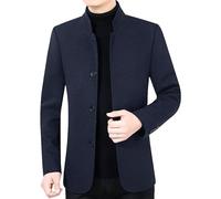 HUIANGLIYG Blazer de Espiga de Hombre Traje de Tweed Vintage Mezcla de Lana Chaqueta de Mandarín Chaqueta de Lana de Un Solo Botonadura Abrigo de A Medida Abrigo Informal de Negocios Cortavi