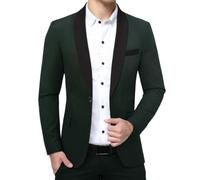 HUIANGLIYG Blazer de Hombre con Cuello Chal y 1 Botón Slim Fit Chaqueta de Traje Formal Casual de Negocios Blazer con Bolsillos Elegante Chaqueta Sólida para Fiesta de Graduación de Boda Verde Mi