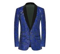 HUIANGLIYG Blazer de Lujo con Lentejuelas de Cachemira para Hombre, Chaqueta de Esmoquin de Un Botón, Corte Entallado, Solapa Chal, con Bolsillos, Chaqueta de Noche Brillante para Fiesta, Boda, Gra