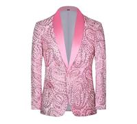 HUIANGLIYG Blazer de Lujo con Lentejuelas de Cachemira para Hombre, Chaqueta de Esmoquin de Un Botón, Corte Entallado, Solapa Chal, con Bolsillos, Chaqueta de Noche Brillante para Fiesta, Boda, Gra