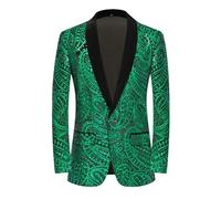 HUIANGLIYG Blazer de Lujo con Lentejuelas de Cachemira para Hombre, Chaqueta de Esmoquin de Un Botón, Corte Entallado, Solapa Chal, con Bolsillos, Chaqueta de Noche Brillante para Fiesta, Boda, Gra