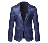 HUIANGLIYG Blazer de Lujo para Hombre, de Cachemira Jacquard, con Solapa con Muescas, Corte Entallado, Un Botón, Chaqueta de Traje Formal con Bolsillos para Boda, Graduación, Fiesta, Banquete, MUL