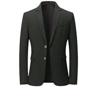 HUIANGLIYG Blazer de Mezcla de Lana para Hombre, Chaqueta Slim Fit de Dos Botones, Solapa Muesca, Chaqueta Deportiva de Lana con Bolsillos, Traje Formal Business Casual para Uso Diario, Verde Mi