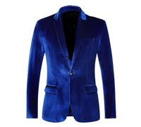 HUIANGLIYG Blazer de Terciopelo Ajustado para Hombre, Chaqueta Formal de Esmoquin de Un Botón con Bolsillos Funcionales, Elegante Chaqueta de Traje para Boda, Banquete de Navidad, Cena, Vestido de