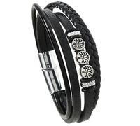 HUIANGLIYG Brazalete de Cuero de Árbol Genealógico para Hombres, Pulsera de Cuero Trenzado Multicapa con Cierre Magnético, Pulsera Vikinga Vintage para Joyas y Regalos de Cumpleaños Negros 22Cm