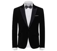 HUIANGLIYG Chaqueta de Esmoquin de Terciopelo de Hombre con Solapa de Satén Negro con Un Botón para Baile de Invitados A La Fiesta de Navidad Black M