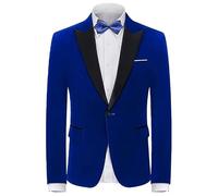 HUIANGLIYG Chaqueta de Esmoquin de Terciopelo de Hombre Slim Fit con Solapa de Satén Negro con Un Botón y Solapa Formal de Un Botón para Invitados A La Boda, Fiesta de Graduación de Navidad Azu