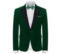 HUIANGLIYG Chaqueta de Esmoquin de Terciopelo de Terciopelo de Hombre con Solapa de Satén Negro con Pico y Un Botón para Invitados A La Fiesta de Graduación Verde L