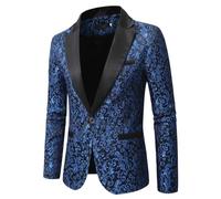 HUIANGLIYG Chaqueta de Esmoquin para Bodas de Hombre, Americana de Cena, Jacquard Floral de Lujo con Solapa de Satén Negro, Chaqueta Formal de Corte Ajustado de Un Solo Botón para Baile de Novio,