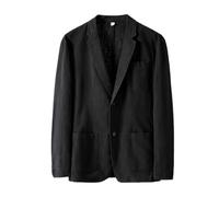 HUIANGLIYG Chaqueta de Solapa de Solapa de 2 Botones 100% Lino, Chaqueta Deportiva Casual Ligera y Transpirable de Verano con Bolsillos, para Viajes de Negocios, Cortejo de Boda para El Día A Día,