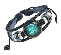 HUIANGLIYG Pulsera Ajustable Con Los Signos Del Zodiaco, Pulsera De Las 12 Constelaciones, Pulseras Multicapa De Cuero Negro, Accesorios De Joyería Para Navidad, Cumpleaños, Mujeres Y Hombres, Libra