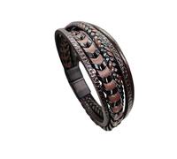 HUIANGLIYG Pulsera Cuero Hombre,Pulsera de Cuero Tejido Multicapa para Hombre, Clásica, de Doble Hebra, Trenzada, Hecha A Mano, para Pareja, Joyería de Amistad, Regalo de Cumpleaños, Marrón, 1