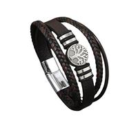 HUIANGLIYG Pulsera Cuero Hombre,Pulsera de Cuero Trenzado con Diseño de Árbol de La Vida para Hombre, Multicapa, Hecha A Mano, con Cierre, Estilo Vikingo Vintage, para El Día del Padre, Color Mar
