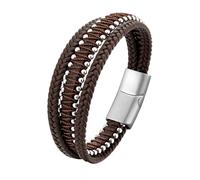 HUIANGLIYG Pulsera Cuero Hombre,Pulseras de Cuero Genuino para Hombre, Multicapa, Hechas A Mano, Trenzadas, con Cierre Magnético, Estilo Punk Vintage, Regalo para Marido, Padre E Hijo, Hebilla Plat